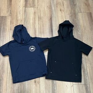 Old Navy Kids Navy and Black Short Sleeved Hooded Shirts | size large 10/12